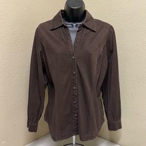 💥2/$20💥 ST. JOHN’S BAY Vintage Button Down Shirt Ladies MP Brown Corduroy EUC